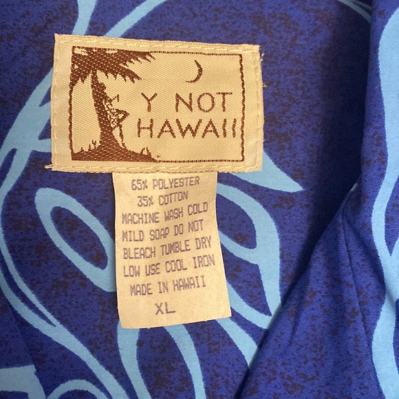 HAWAII Mens XL - NWOT Beautiful Blue & Teal Retro Button Down Shirt - Picture 10 of 10